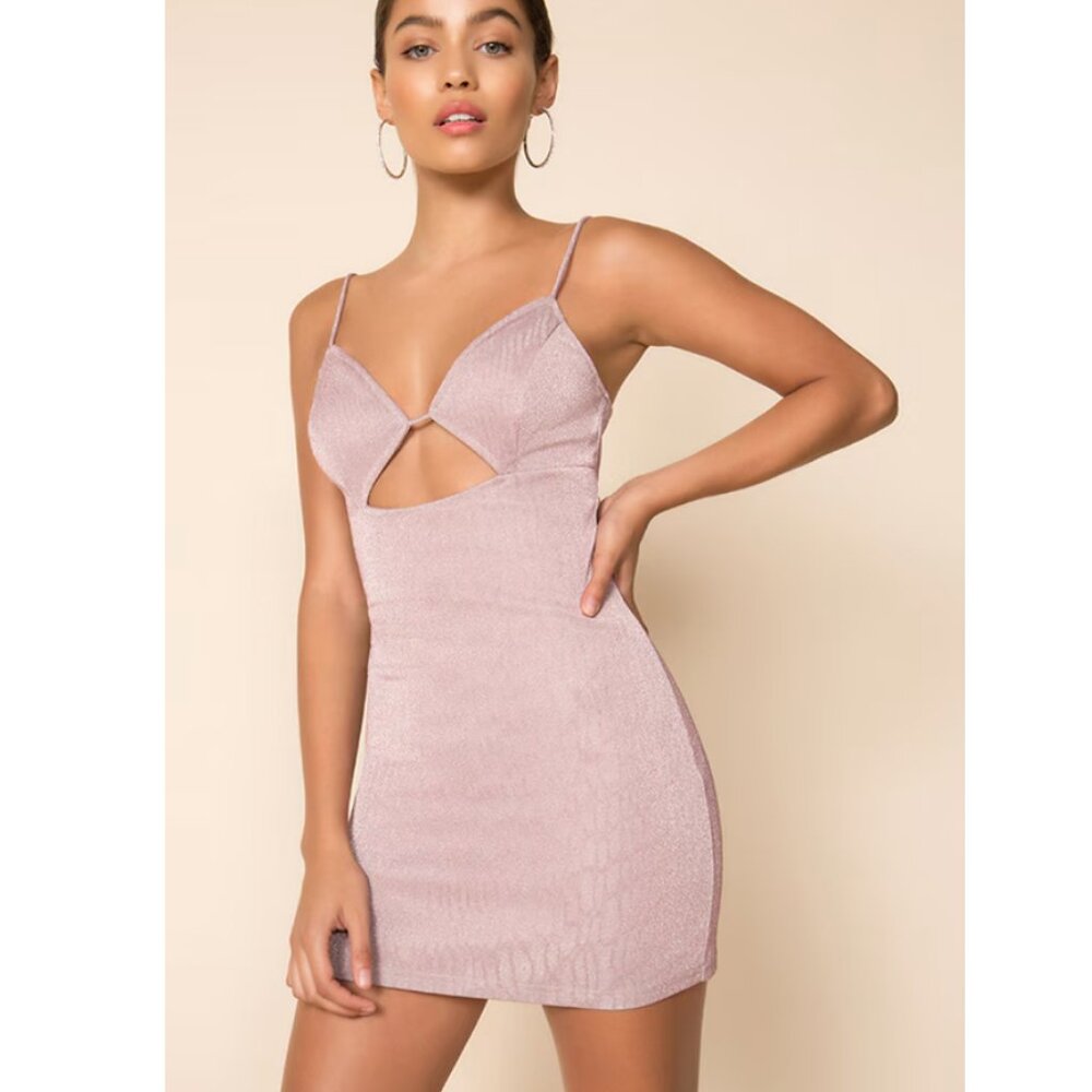 Superdown Revolve Grabriella Cut Out Pink Sparkle Mini Dress Size M
